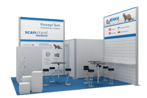 3D-visualisering af Koncept Tech og Scansteel Foodtech messestand
