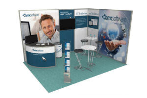 3D-visualisering af BMC Software messestand med IT-løsninger
